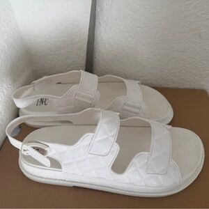 INC International Concepts White Quilted Sandals